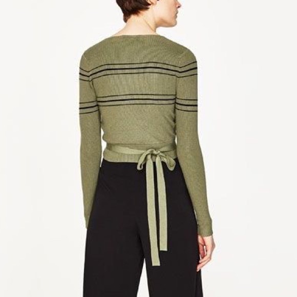Zara Knit Striped Tie Detail Top - Picture 1 of 11